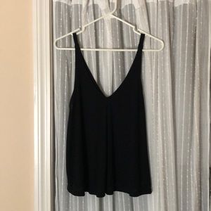Free People black flowy ribbed stretch tank top